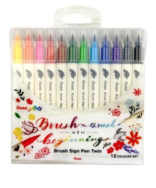 Pentel ecsettoll kétvégű Twin Brush Pen 12 db-os szett